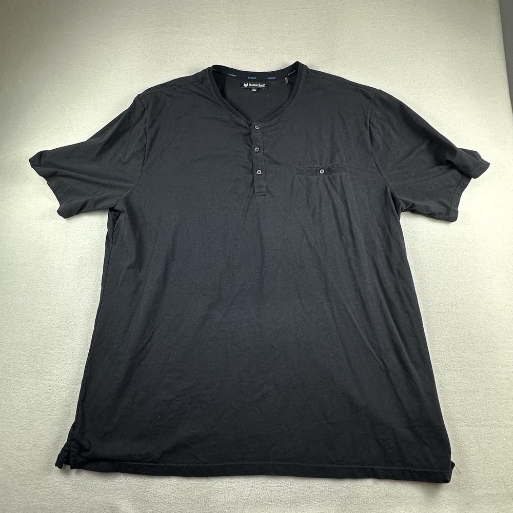 Butter Cloth Henley Shirt Mens 3XL Black Icy Cotton Mint Fabric Performance